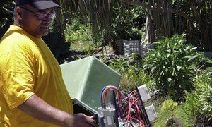 A renewable energy project in Tokelau, supported by UNDP, converts solar-generated power to electricity.