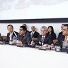 General Assembly President Nassir Abdulaziz Al-Nasser (centre) and Secretary-General Ban Ki-moon (second left) at the Assembly's debate on Central America.