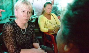Margot Wallström hears stories from survivors of sexual violence in an IDP community, 100 km from Bogota, Colombia.