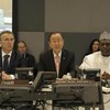 Secretary-General Ban Ki-moon (centre) at the Commission on Life-Saving Commodities for Women and Children.