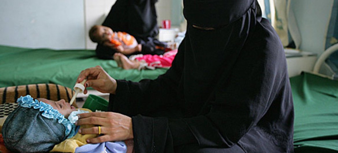 قسم التغذية العلاجية في مستشفى السويدي اليمني، في تعز. المصدر:  اليونيسف/ بيروزي