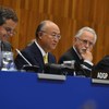 IAEA Director General Yukiya Amano (second left) addresses Board of Governors meeting.