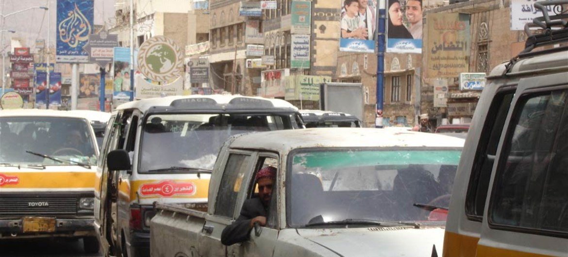 Embouteillage dans la capitale du Yémen, Sanaa.