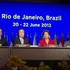 Opening of Rio+20: (L-R) Secretary-General of Rio+20, Sha Zukang, Secretary-General Ban Ki-moon, President Dilma Rousseff of Brazil and Under-Secretary-General for General Assembly Affairs and Conference Management, Muhammad Shaaban.