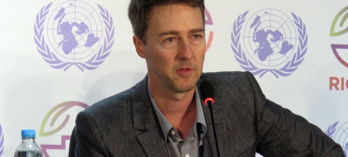 El actor y director de cine Ed Norton, embajador de buena voluntad de la ONU para la biodiversidad
