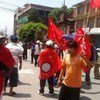 Protestors in Kathmandu gathered ahead of a 27 May 2012 deadline for lawmakers to agree on a new draft constitution for Nepal.