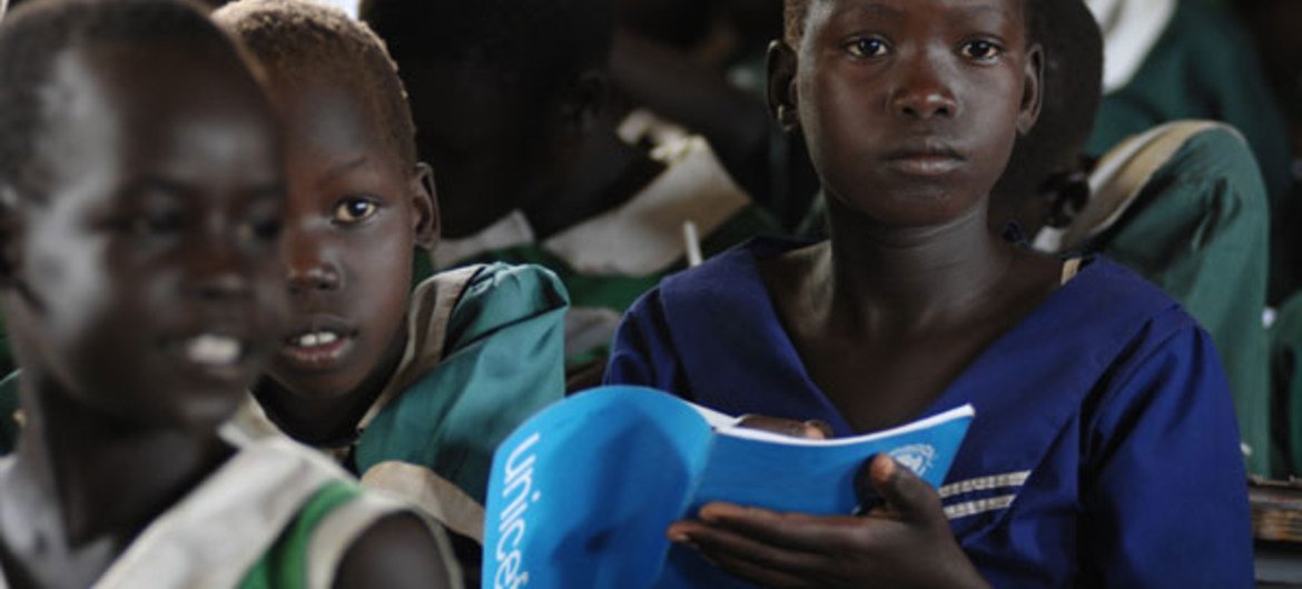 Children attending a class at the Muniki Center Basic School in the Muniki Payam, a sub-district of Juba, South Sudan.