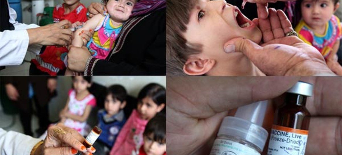 Дети в Афганистане получают прививки от кори и полиомиелита 