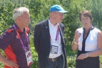 UNEP Executive Director Achim Steiner (right) beside UK Secretary of State Caroline Spelman at the Olympic Park in London.