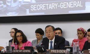 Secretary-General Ban Ki-moon briefs the General Assembly.