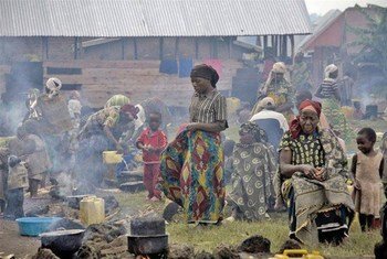 Displaced people take shelter in a school in Bunagana town, North Kivu, eastern Democratic Republic of the Congo.