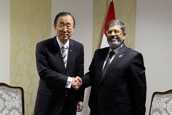 Secretary-General Ban Ki-moon and President Mohamed Morsy of Egypt.