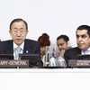 Le Secrétaire général Ban Ki-moon présente son rapport sur la Responsabilité de protéger à l'Assemblée générale. Photo ONU/JC McIlwaine