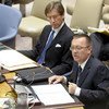 Under-Secretary-General for Political Affairs Jeffrey Feltman briefs the Security Council. At left is Council President Amb. Peter Wittig of Germany.