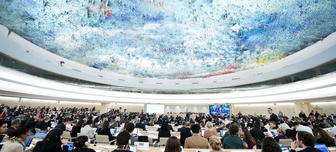 A general view of the Human Rights Council in session.