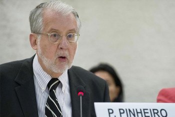 Paulo Pinheiro presents report of the Independent Commission of Inquiry on Syria at the 21st Session of the Human Rights Council in Geneva.
