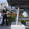 Secretary-General Ban Ki-moon rings the Peace Bell at the annual ceremony marking the International Day of Peace.