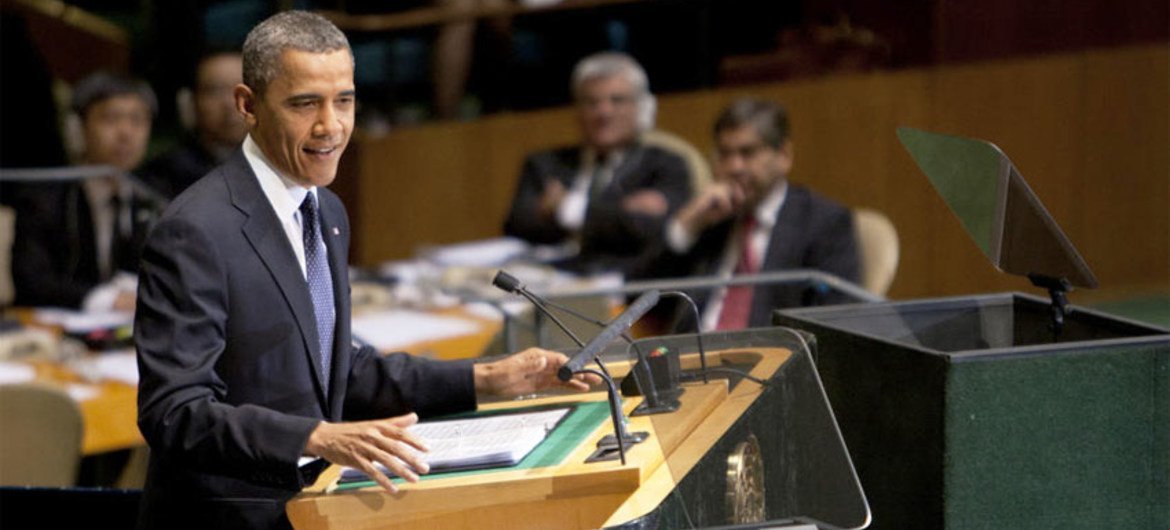 Le Président des Etats-Unis, Barack Obama, lors du débat général de la 67ème session de l'Assemblée générale, le 25 septembre 2012. Photo ONU/JC McIlwaine