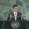 Le Président de l'Assemblée générale des Nations Unies, Vuk Jeremic, à l'ouverture du débat général de sa 67ème session.