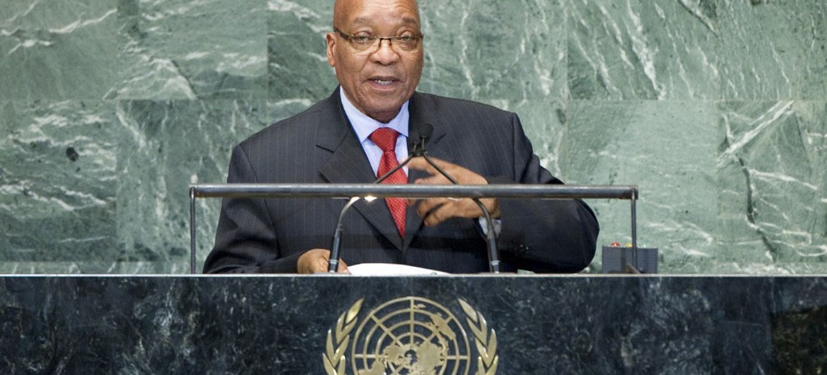 Le Président de l'Afrique du Sud, à la tribune de l'Assemblée générale.