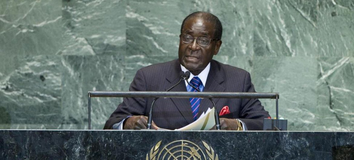 President Robert Mugabe of Zimbabwe addresses the General Assembly.