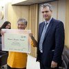 Narayan Kaji Shrestha is presented with the first Wangari Maathai Award winner by Eduardo Rojas-Briales, FAO Assistant Director-General for Forestry.