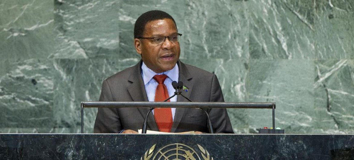 Foreign Minister of Tanzania Bernard Kamillius Membe addresses the General Assembly.