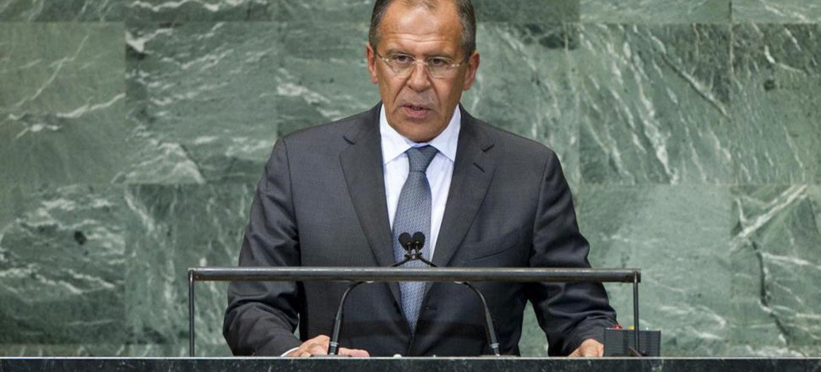 Foreign Minister Sergey Lavrov of the Russian Federation addresses General Assembly.
