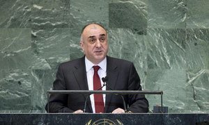 Foreign Minister Elmar Mammadyarov of Azerbaijan addresses the General Assembly.