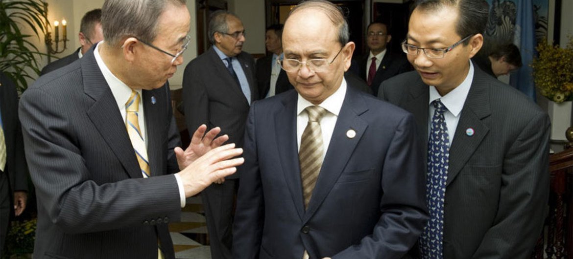Secretary-General Ban Ki-moon (left) and President U Thein Sein of Myanmar.