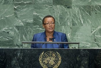 Foreign Minister Maxine Pamela Ometa McClean of Barbados addresses General Assembly.