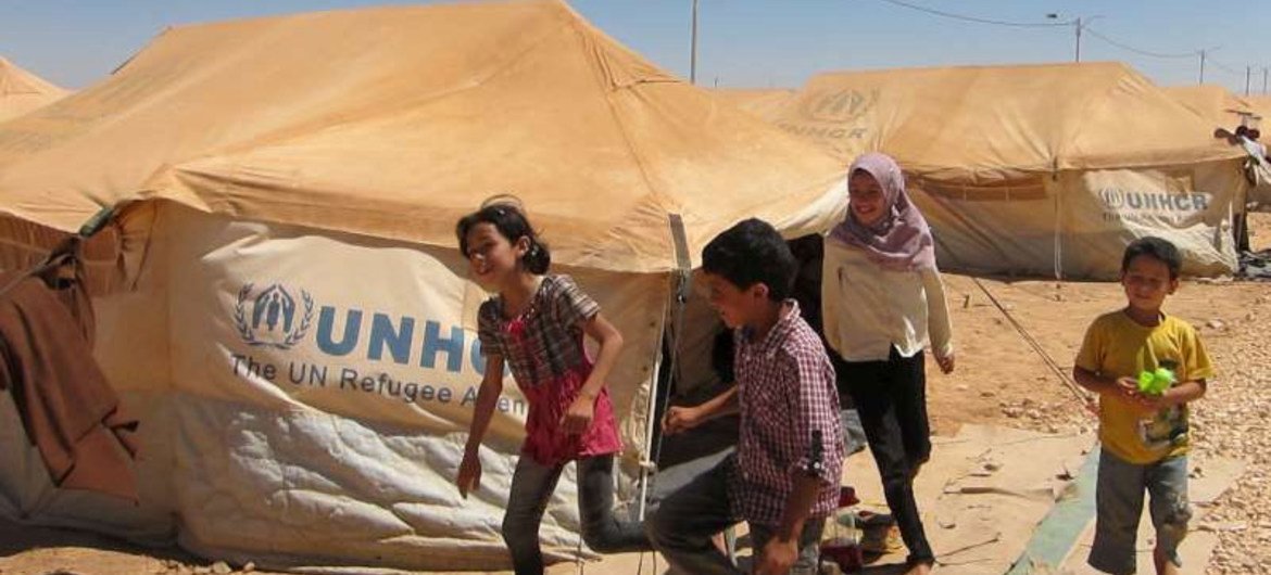 Des jeunes réfugiés syriens dans le camp de Za'atri en Jordanie.