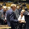 Foreign Minister Bob Carr (centre) chats with a colleague after Australia was elected one of five new non-permanent members of the Security Council.