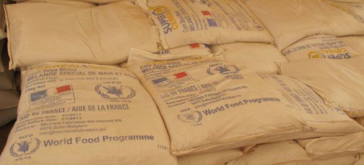 Supplies from the World Food Programme (WFP) for Malian refugees near M’bera in Mauritania.