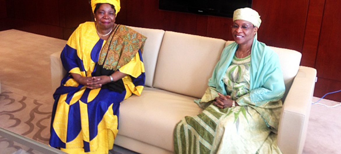 Acting Joint Special Representative Aïchatou Mindaoudou (right) and Nkosazana Dlamini-Zuma of the African Union.