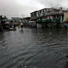 Un marché inondé de Port-au-Prince en Haïti.
