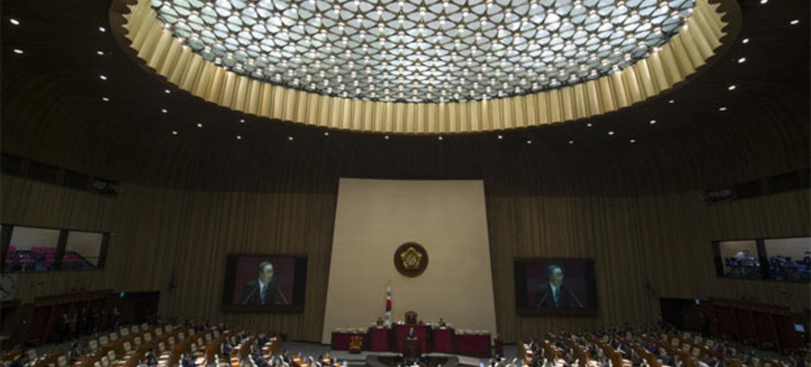 Secretary-General Ban Ki-moon address at the National Assembly.