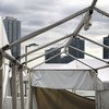 La tente des ambassadeurs, au Siège des Nations Unies, a été emportée par l'ouragan Sandy.