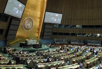 General Assembly meets to consider report of the International Atomic Energy Agency.