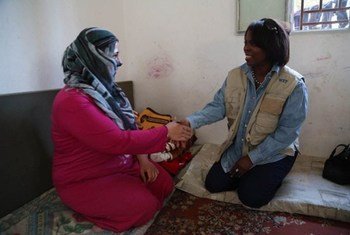 WFP Executive Director Ertharin Cousin visits Syrian refugees in the Bekaa Valley, Lebanon.