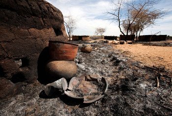 Destruction left behind after an attack on Sigili village, North Darfur.