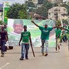 Youths campaign in Freetown ahead of presidential elections on 17 November 2012.
