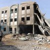 Les restes du Ministère palestinien de l'Intérieur à Gaza, après les frappes aériennes israéliennes en novembre 2012. Photo ONU/Shareef Sarhan