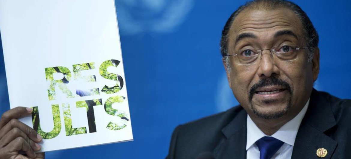 UNAIDS Executive Director Michel Sidibé launching the organization’s new report called Results.