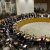 A wide view of the Security Council as members unanimously adopted a resolution demanding the immediate withdrawal of the M23 rebel group from the city of Goma in the DRC.