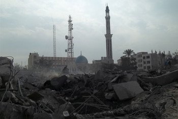 La ville de Gaza après des frappes aériennes israéliennes.