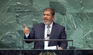 Mohamed Morsi, President of Egypt, addresses the general debate of the sixty-seventh session of the General Assembly.