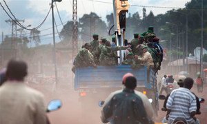 Armed group of M23 make their  withdrawal from the city of Goma, DRC.