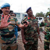A MONUSCO commander, Gen. Geofroy Muheesi, and an M23 officer during the handover of the Central Bank's premises in Goma.