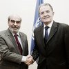 UN Special Envoy on the Sahel Romano Prodi (right) and FAO Director-General José Graziano da Silva at FAO headquarters, Rome.